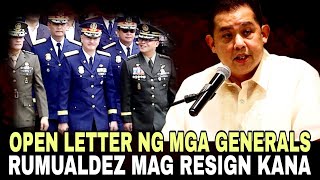 OPEN LETTER NG MGA MEN IN UNIFORM GENERALS RUMUALDEZ RESIGN [upl. by Sayed194]