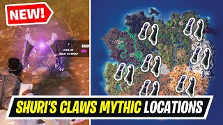 Fortnite All NEW MYTHIC Shuris Claws locations Gameplay  Where to Find Black Panther Claws Mythic [upl. by Bekki691]