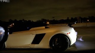 TX2K14  INSANE 1800hp Gallardo races Alpha 16 GTR on the street [upl. by Lazos]