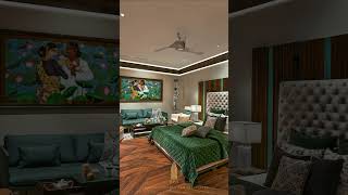 Opulent living beige silk sofa blue walls amp classic chandelier kolkata interior homedecorhome [upl. by Orpha]