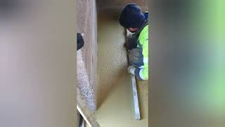 the finished floor layer on the hempcrete house [upl. by Ydolem]