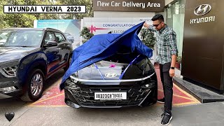 Taking Delivery of the New Hyundai Verna 2023 ❤️ 15L Turbo SxO Black Colour  Top Model 🔥 [upl. by Kalina]