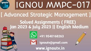 IGNOU MMPC017 Solved Assignment Jan 2023 amp July 2023 FREE  IGNOU MBA  IGNOU TV  IGNOU [upl. by Lotus]