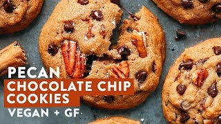 Pecan Chocolate Chip Cookies Vegan  Glutenfree [upl. by Crysta]