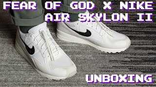 Fear of God x Nike Air Skylon II White Unboxing amp On Feet [upl. by Sisco391]