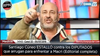 Santiago Cúneo ESTALLÓ contra los DIPUTADOS que arrugan para enfrentar a Macri [upl. by Rednasela]