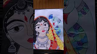 Traditional madhubani painting watercolor paintingviraltrendingshorts [upl. by Danczyk]