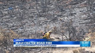 Fire crews contain 80 of Haleakala Crater Road Fire 574 acres burned [upl. by Ahsenrad602]