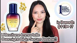 LOccitanes Immortelle Overnight Reset OilinSerum Review [upl. by Juditha]