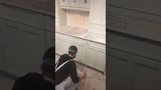 Fast spraying Farrow amp Ball paint onto kitchen units [upl. by Aelaza]