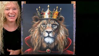 Learn How to Draw and Paint with Acrylics KING LIONEasy Beginner Animal Acrylic Painting Tutorial [upl. by Antonetta]