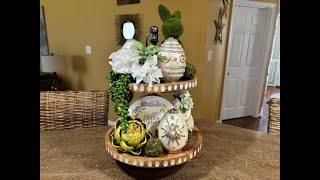 Watch Me Style A Beautiful Tiered Tray For Spring  Lets Hop Into Spring tieredtray24 [upl. by Suiratnauq]