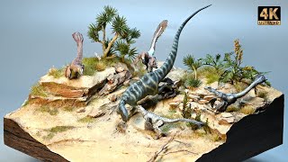 Hunting Raptors Strayed into a Quicksand Pool  Dinosaur Diorama Making [upl. by Ekoorb]