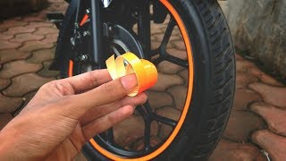 How to apply rim stripes on motorcycle correctly at home Installing reflective rim tape rim sticker [upl. by Suirad]