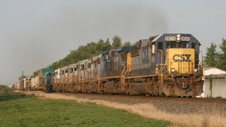 CSX Q638 funeral train 82912 7 KCS SD402s including one quotghostquot unit at Montrose Illinois [upl. by Kiker]