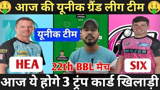 HEA vs SIX Dream11 Prediction Brisbane Heat vs Sydney Sixes Dream11 Team Big Bash League [upl. by Aznaed]