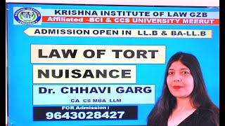 LAW OF TORT  MEANING OF NUISANCE  LLB  BALLB  CA  CS  CMA  CCSU MEERUT [upl. by Anead801]