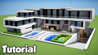 Minecraft How to Build a Large Modern House  Tutorial [upl. by Nosneh540]