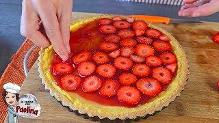 CROSTATA CON CREMA PASTICCERA E FRAGOLE🍓 Ricetta crostata di fragole con crema al limone [upl. by Pittman]