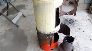 Make a great waste oil and wood burning stove heater part 5 [upl. by Rheims]