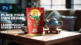 How to make a Tea Pouch Mockup  Photoshop Mockup Tutorial [upl. by Encratis]