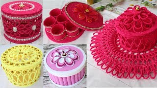 5 Beautiful jewelry box with woolen amp newspaper  Diy jewelry box [upl. by Atsahs]