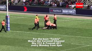 Streaker at Twickenham May 26th 2013 England v Barbarians amp Cornwall v Lancashire Rugby [upl. by Anivle454]