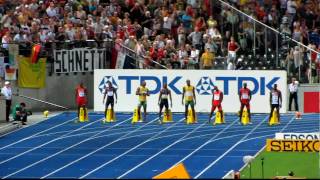 LeichtathletikWM 2009 Berlin 100 Meter Männer Finale am 16082009 Usain Bolt Weltrekord HD [upl. by Llovera267]