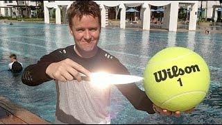 Whats Inside WORLDS LARGEST Tennis Ball LIVE Singapore2016 [upl. by Naud]