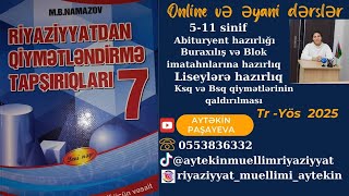 Namazov qiymetlendirme 7ci sinifRasional ededlerDövri onluq KesrlerA variantı [upl. by Wavell]