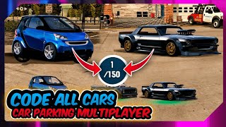 CODE ALL CARS 1403 CAR PARKING MULTIPLAYER  wizmedia [upl. by Rickey]