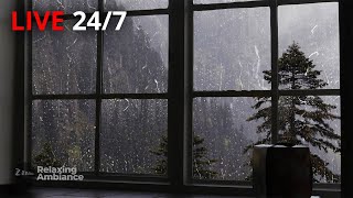 🔴Rain Sound On Window with Thunder SoundsㅣHeavy Rain for Sleep Study and Relaxation Meditation [upl. by Ettelloc]