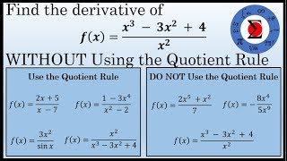 Calculus  The Derivative of a Quotient WITHOUT the Quotient Rule [upl. by Sokul]