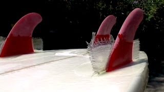 How to fiberglass on surfboard fins using Solarez UV cure resin [upl. by Eiramnna469]