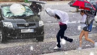 Severe Hail Damages 1000 Homes and 300 Cars in Catalonia Spain [upl. by Eissed]