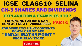 Ch3 Shares and Dividends Examples 17 From Selina Concise For ICSE Class 10 Math jindalmathspoint [upl. by Haram]