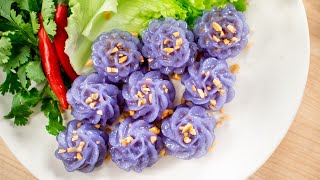 How to Make Purple Flower Dumplings Chor Muang ช่อม่วง  Hot Thai Kitchen [upl. by Gnouv]