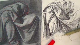 Pen and Ink Drawing Tutorials  How to draw drapery like Leonardo da Vinci [upl. by Sorips]