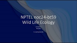 Wild Life Ecology PMRF TA Live Session 2 [upl. by Meggs544]