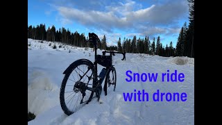 Winter cycling with drone in the forest in Norway [upl. by Nellak788]