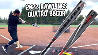 Hitting with the 2022 Rawlings Quatro PRO amp Quatro MAX  BBCOR Baseball Bat Review [upl. by Macnair]