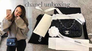 CHANEL UNBOXING RECTANGULAR MINI BLACK CAVIAR SHW PRELOVED CHATTY  heycarmen [upl. by Selrac973]