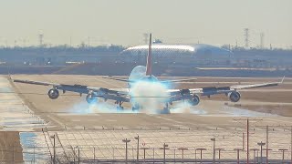 4K STRONG WINDS at OHare 22L Arrivals  Chicago OHare Plane Spotting [upl. by Lillian]