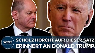 SCHOLZ IN DEN USA Dieser Satz von USPräsident Joe Biden erinnert stark an Donald Trump [upl. by Bela160]