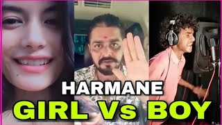 Harmane viral Video Song Lyrics  Viral Girl Esha Singing Patlamaya Devam Song  Girl Vs Boy Sings [upl. by Jenesia]