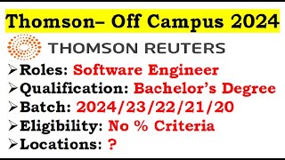 Thomson is hiring 202423222120 Batch  Required Skills  Location hybrid jobupdates4u itjobs [upl. by Umeh]