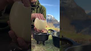 Separating egg yolks from whites🍳👨‍🍳 OutdoorCooking NatureChef 🔥 [upl. by Nuawed]