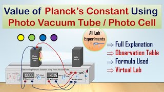 Plancks Constant  Experiment  Photo Cell  Photo Vacuum Tube  Photoelectric Effect [upl. by Bully249]