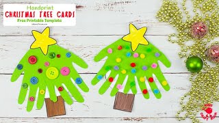 Handprint Christmas Tree Cards [upl. by Enelaj]