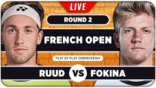 RUUD vs FOKINA • French Open 2024 • LIVE Tennis PlaybyPlay Stream [upl. by Yovonnda]